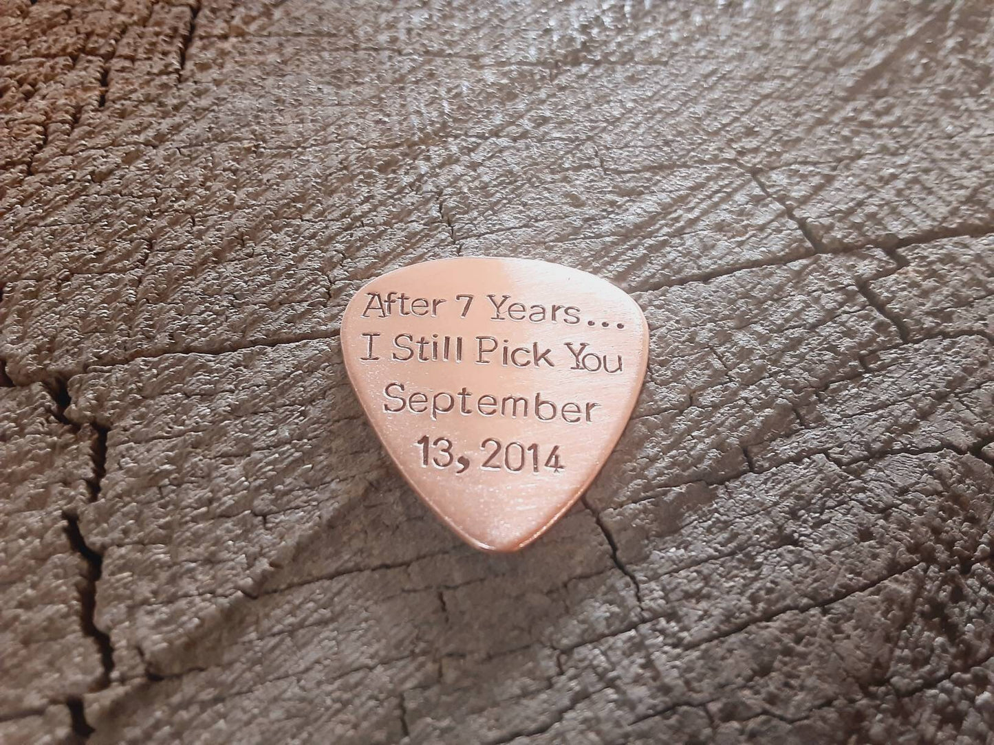 Copper anniversary guitar pick - 7th anniversary