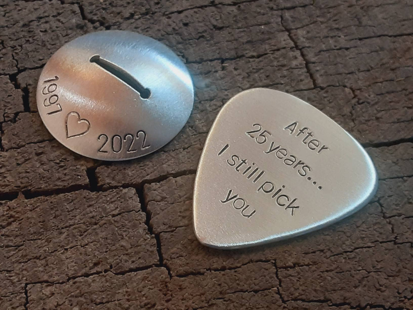 Sterling silver guitar pick with stand combination