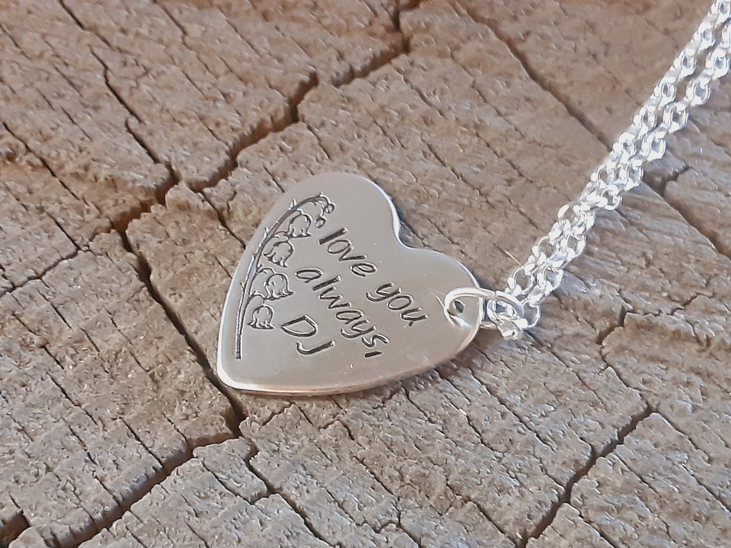 Small sterling silver heart charm necklace