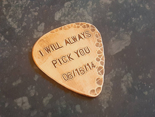 Playable bronze guitar pick - perfect for 8th or 19th bronze anniversary