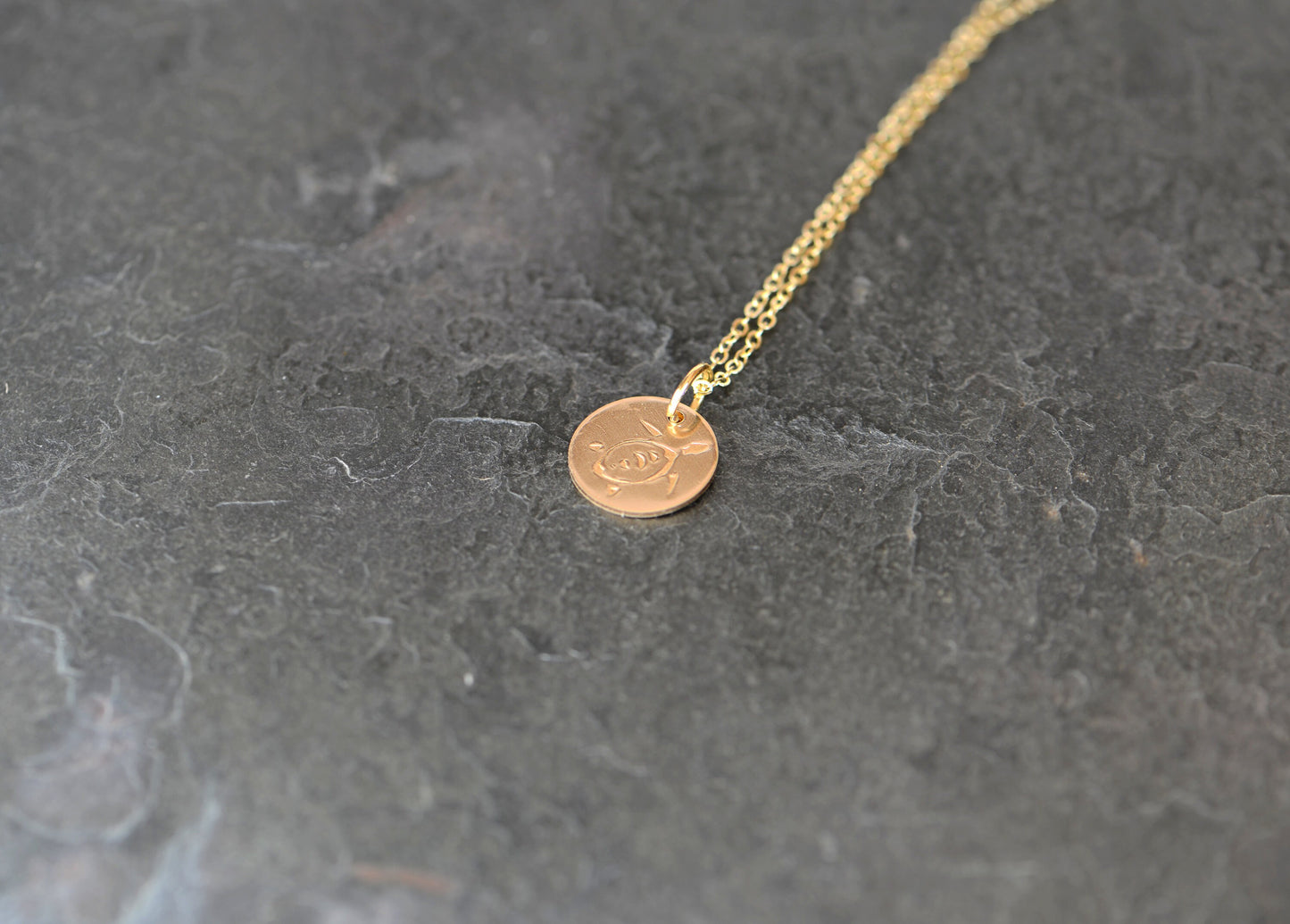 Dainty 14k gold filled turtle necklace