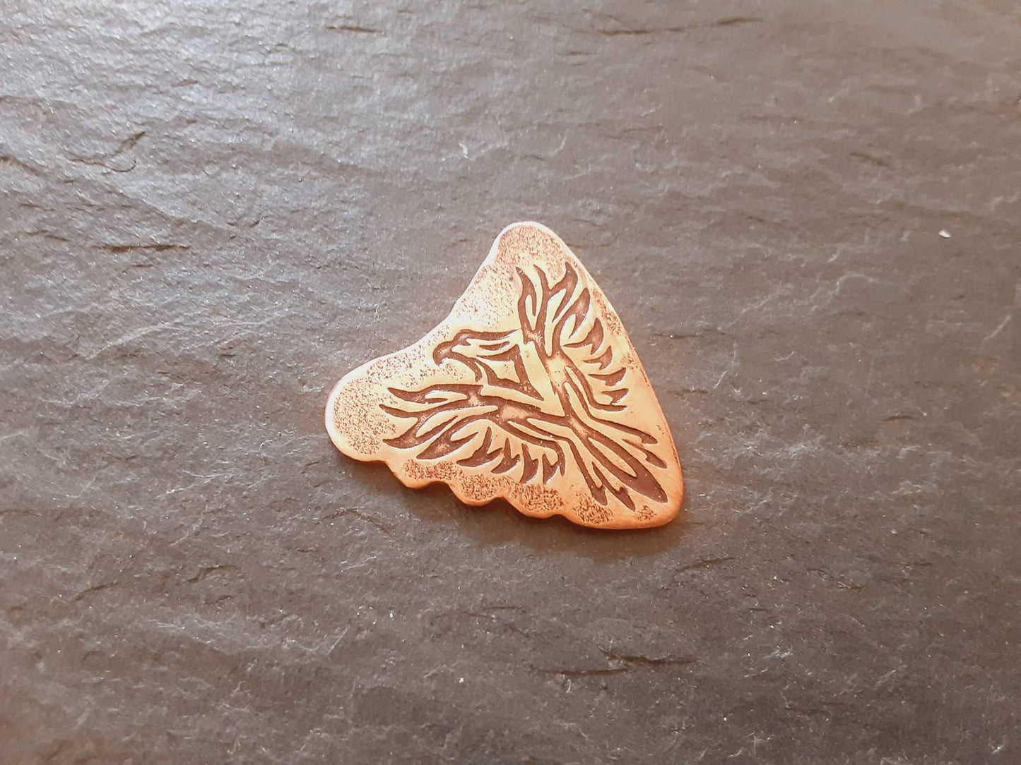 Shark Tooth Style Copper Guitar Pick with Phoenix