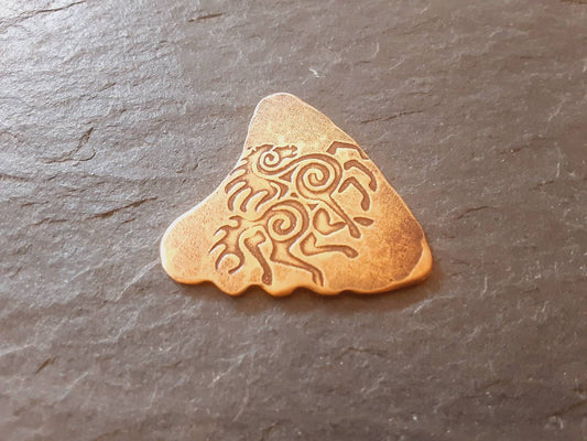 Shark tooth bronze guitar pick with Sleipnir Design from Norse Mythology