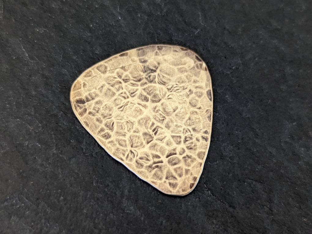 Cat on bronze guitar pick