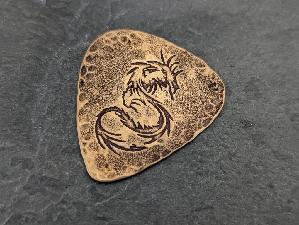 Bronze dragon guitar pick