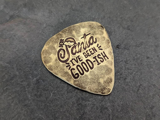 Santa brass guitar pick