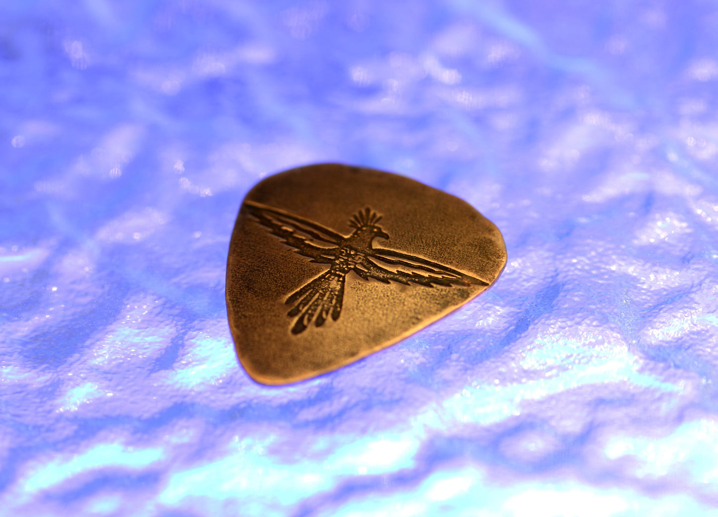 copper thunderbird guitar pick - playable and signed - NicisPicks - collectible guitar pick