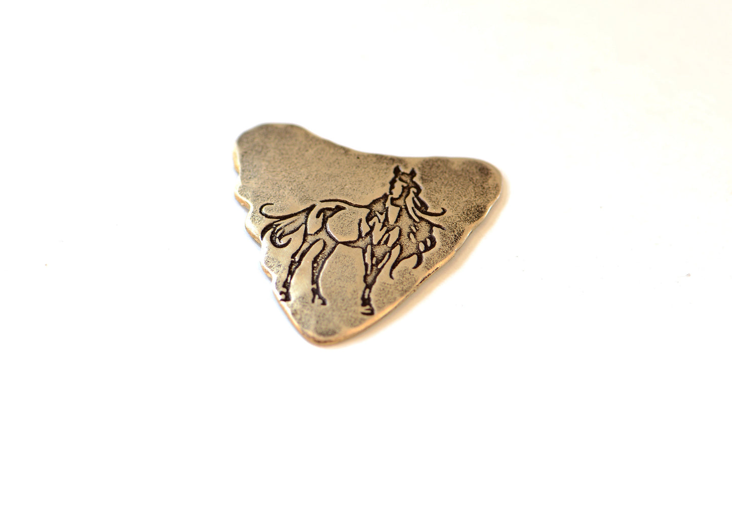 bronze shark tooth guitar pick - playable with horse