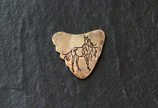 bronze shark tooth guitar pick - playable with horse