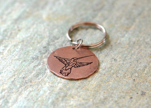 Copper hummingbird keychain