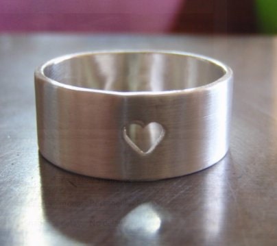 Sterling silver heart ring with cutout heart design